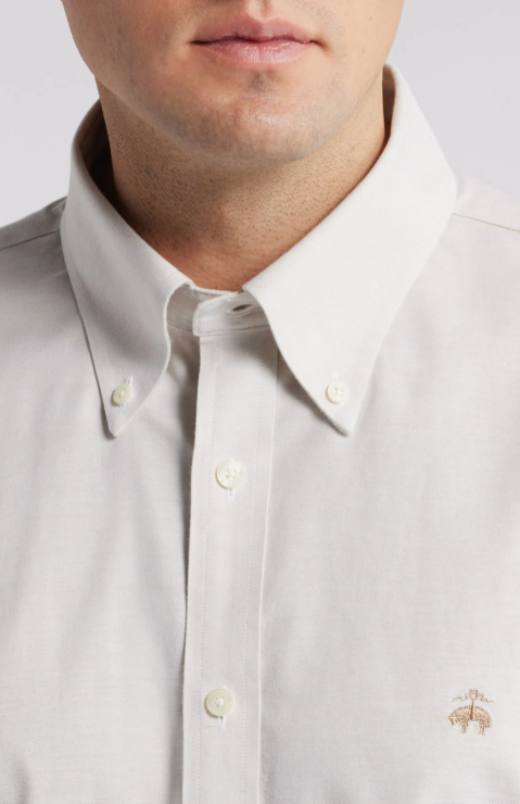 Brooks Brothers Regular Fit Solid Stretch Cotton Button-Down Oxford Shirt: Pure Cashmere Brooks Brothers Regular Fit Solid Stretch Cotton Button-Down Oxford Shirt: Pure Cashmere