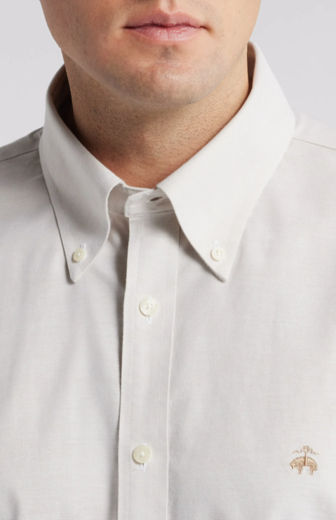 Brooks Brothers Regular Fit Solid Stretch Cotton Button-Down Oxford Shirt: Pure Cashmere