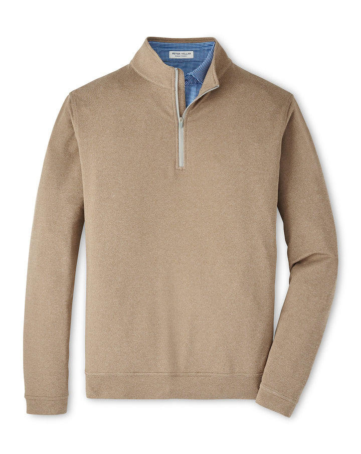 Peter Millar Perth Mélange Performance Quarter-Zip: Poplar Brown