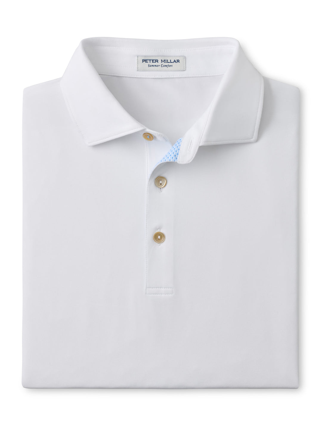Peter Millar Solid Performance Jersey Polo: White with Placket Trim