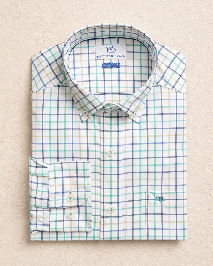 Southern Tide Tradewind Tattersall Coastal Breeze® Sport Shirt: Persian Green