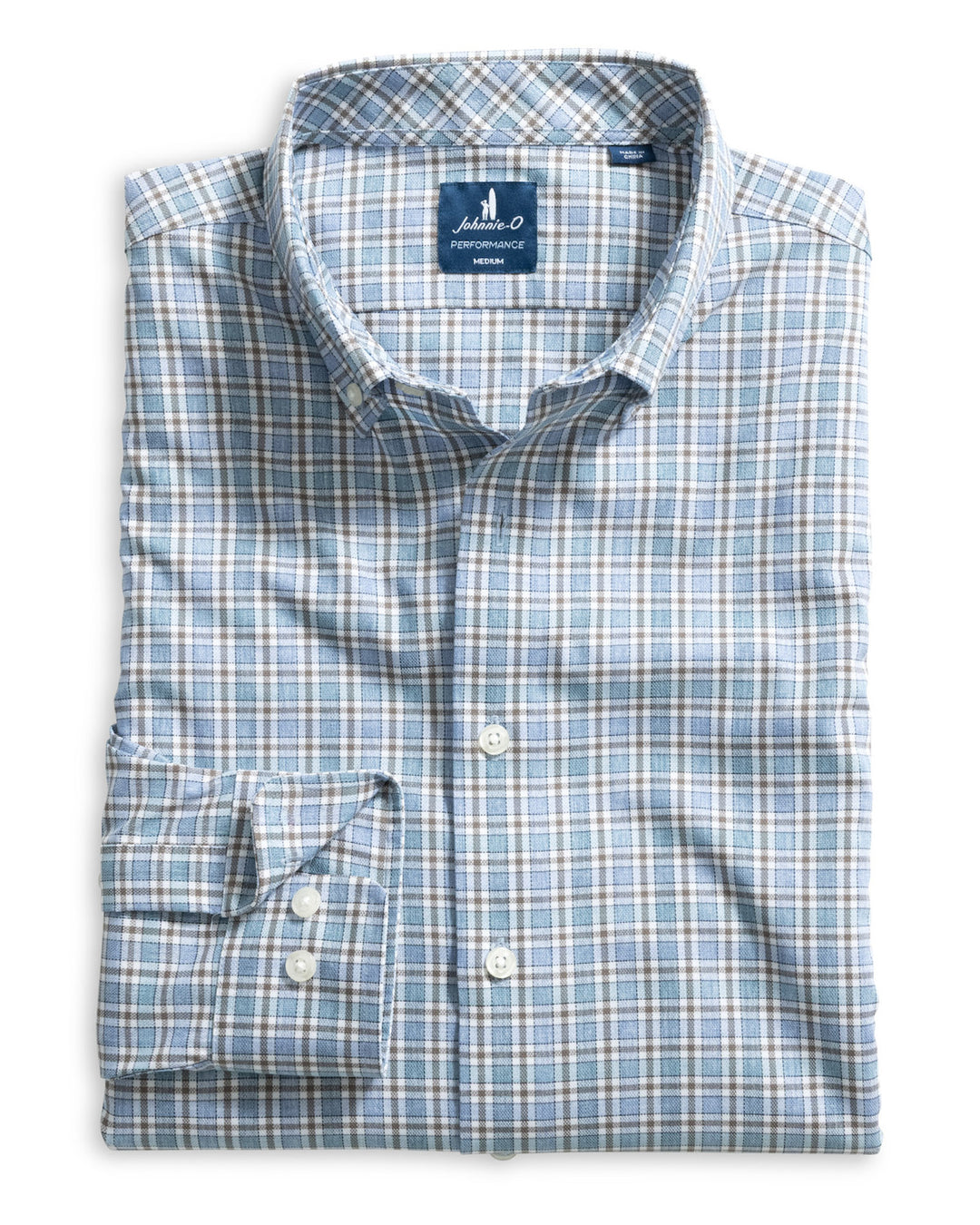 Johnnie-O Everyday Performance Button Down Shirt - Brunswick Pane: Helios Blue