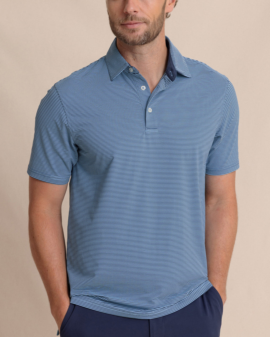 Southern Tide brrr°-eeze Meadowbrook Stripe Polo: Ocean Channel