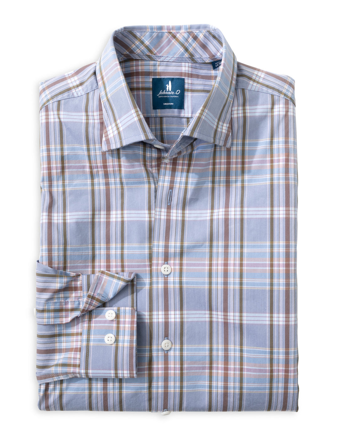 Johnnie-O Natural Performance Button Up Shirt - Potomac Plaid: Bluestone