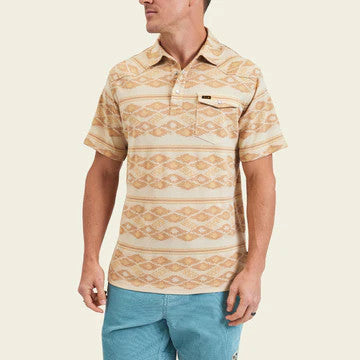 Howler Brothers Ranchero Jacquard Polo: Brown RIce