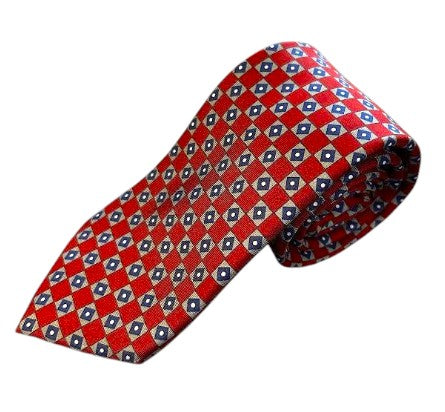 Robert Jensen Squares Geometric Print Tie: Red