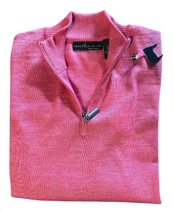 Peru Unlimited Baby Alpaca 1/4 Zip: Red Coral