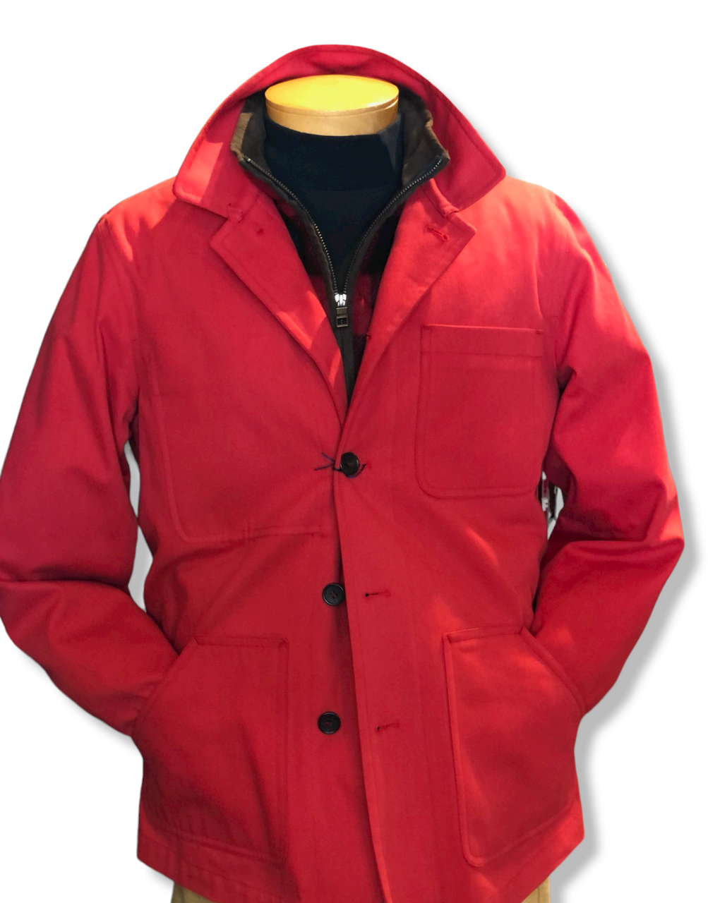 Seaward and Stearn Work Coat: Red/Mustard