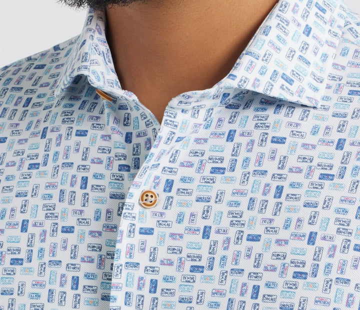 Johnnie-O Roadtrip Hangin' Out Short Sleeve Stretch Cotton Button-Up Shirt: White