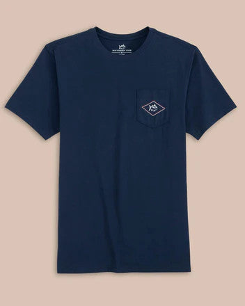 Southern Tide Rod and Reel Flag Short Sleeve T-Shirt: Navy