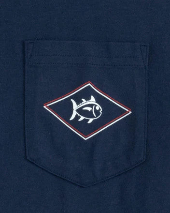 Southern Tide Rod and Reel Flag Short Sleeve T-Shirt: Navy