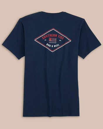 Southern Tide Rod and Reel Flag Short Sleeve T-Shirt: Navy