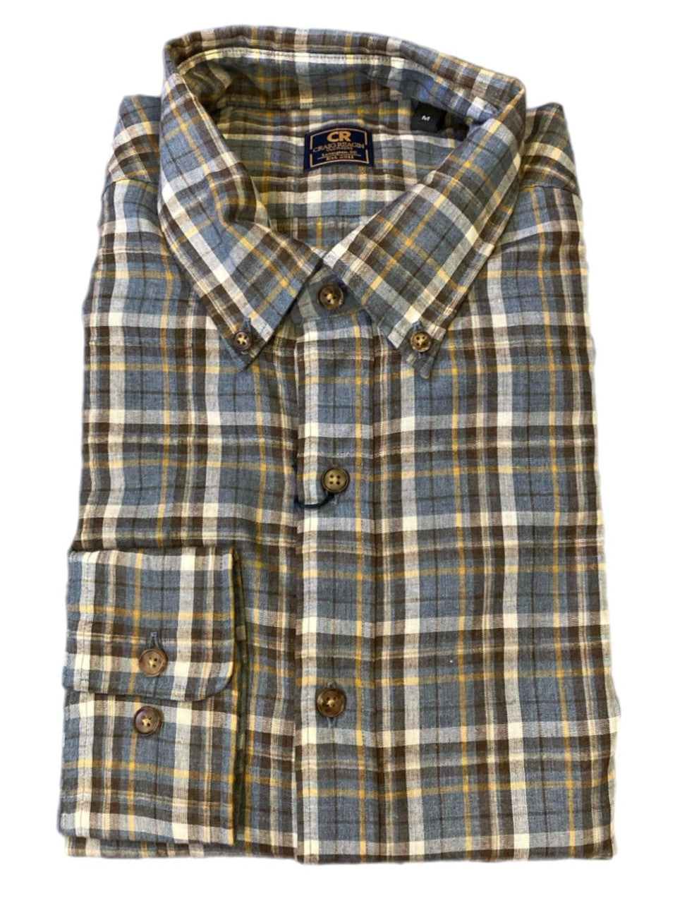 Craig Reagin Dusty Blue and Brown Ruckle Plaid