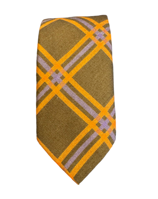 Seaward and Stearn Plaid Silk Tie: Rust/Gold/Brown