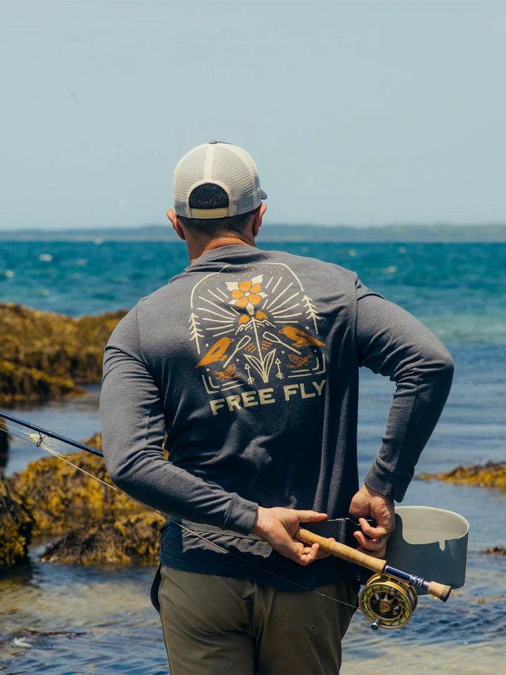 Free Fly Mellow Meadow Long Sleeve T-shirt: Heather Black Sand