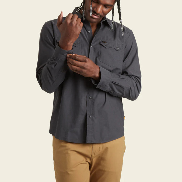 Howler Brothers Crosscut Snapshirt: Midnight Chambray