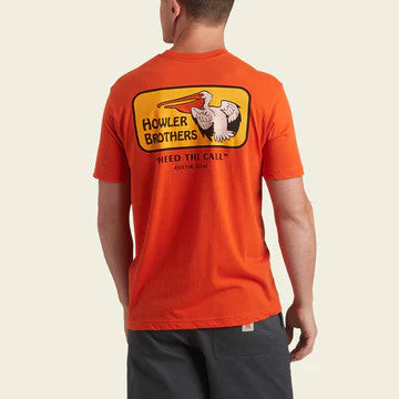 Howler Brothers Pelican Badge T-Shirt: Orange