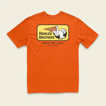 Howler Brothers Pelican Badge T-Shirt: Orange