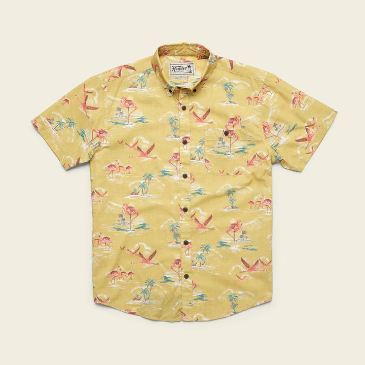 Howler Brothers Mansfield Shirt: Flamingo Flamboyance