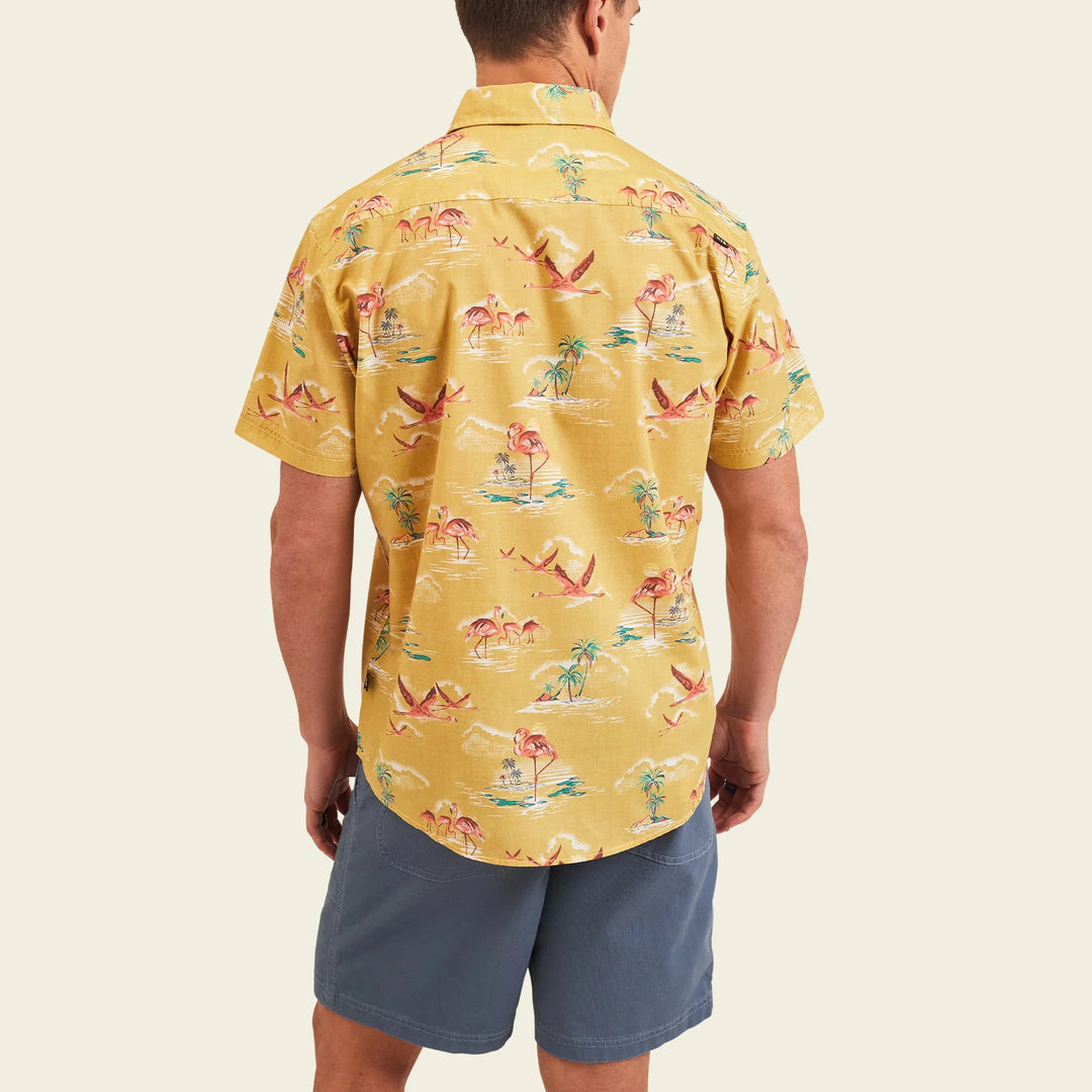Howler Brothers Mansfield Shirt: Flamingo Flamboyance