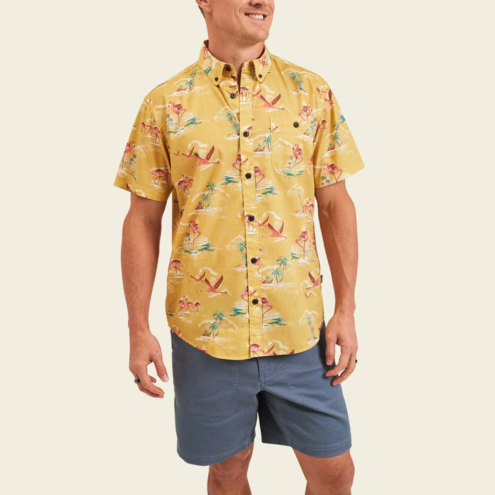 Howler Brothers Mansfield Shirt: Flamingo Flamboyance