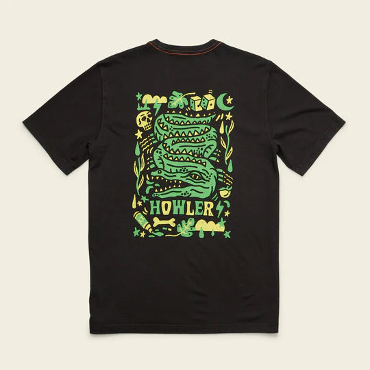 Howler Brothers Slithering Gators Cotton Pocket T-Shirt: Black