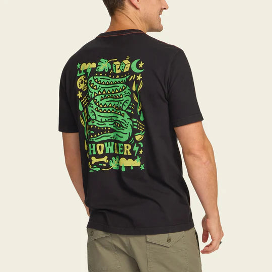 Howler Brothers Slithering Gators Cotton Pocket T-Shirt: Black