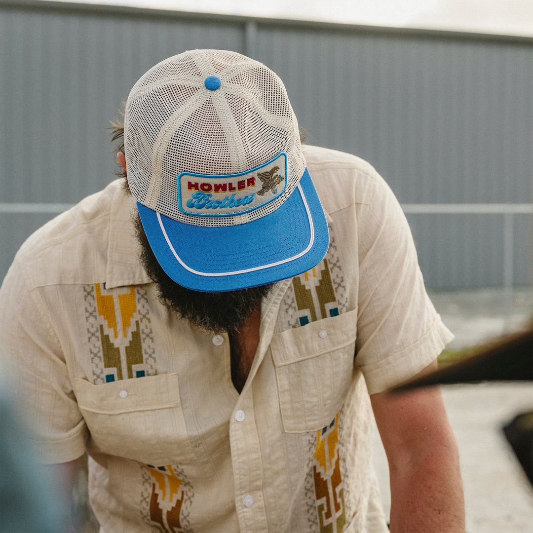 Howler Bros Osprey Prey Feedstore Snapback: Stone/Blue