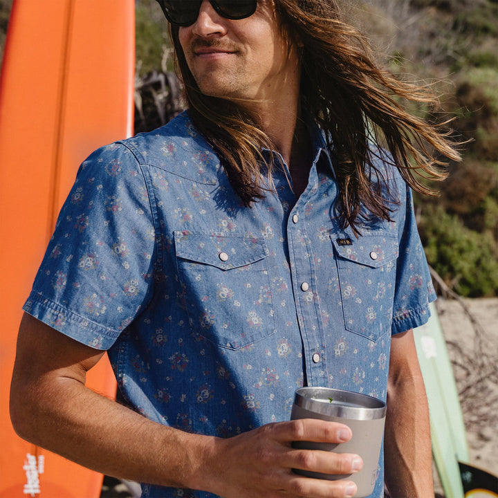Howler Bros H Bar B Snapshirt - Bouquets: Washed Indigo