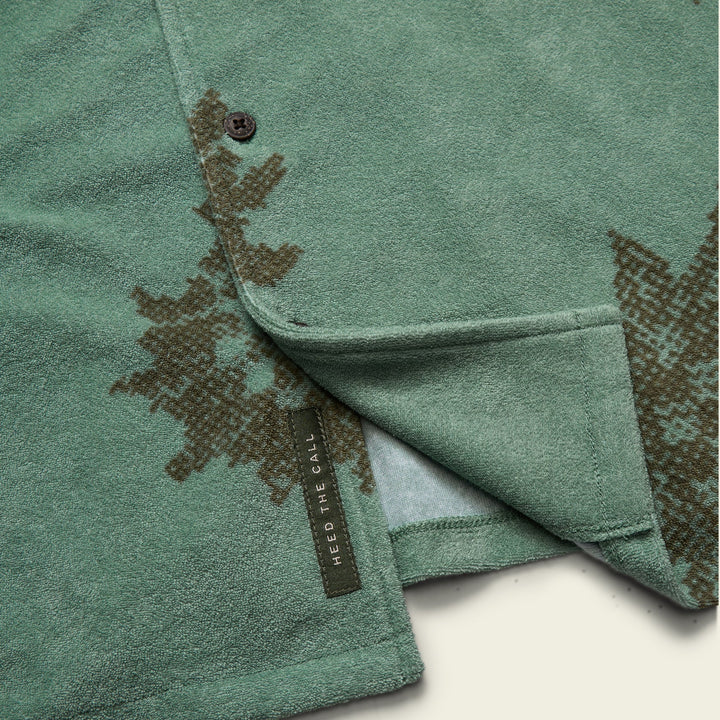 Howler Bros Palapa Terry Shirt: Sunflower Pixels - Granite Green