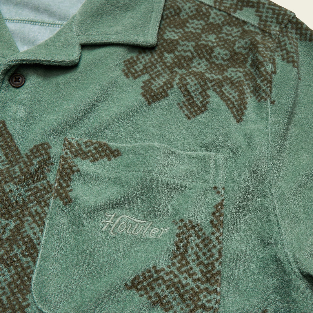 Howler Bros Palapa Terry Shirt: Sunflower Pixels - Granite Green