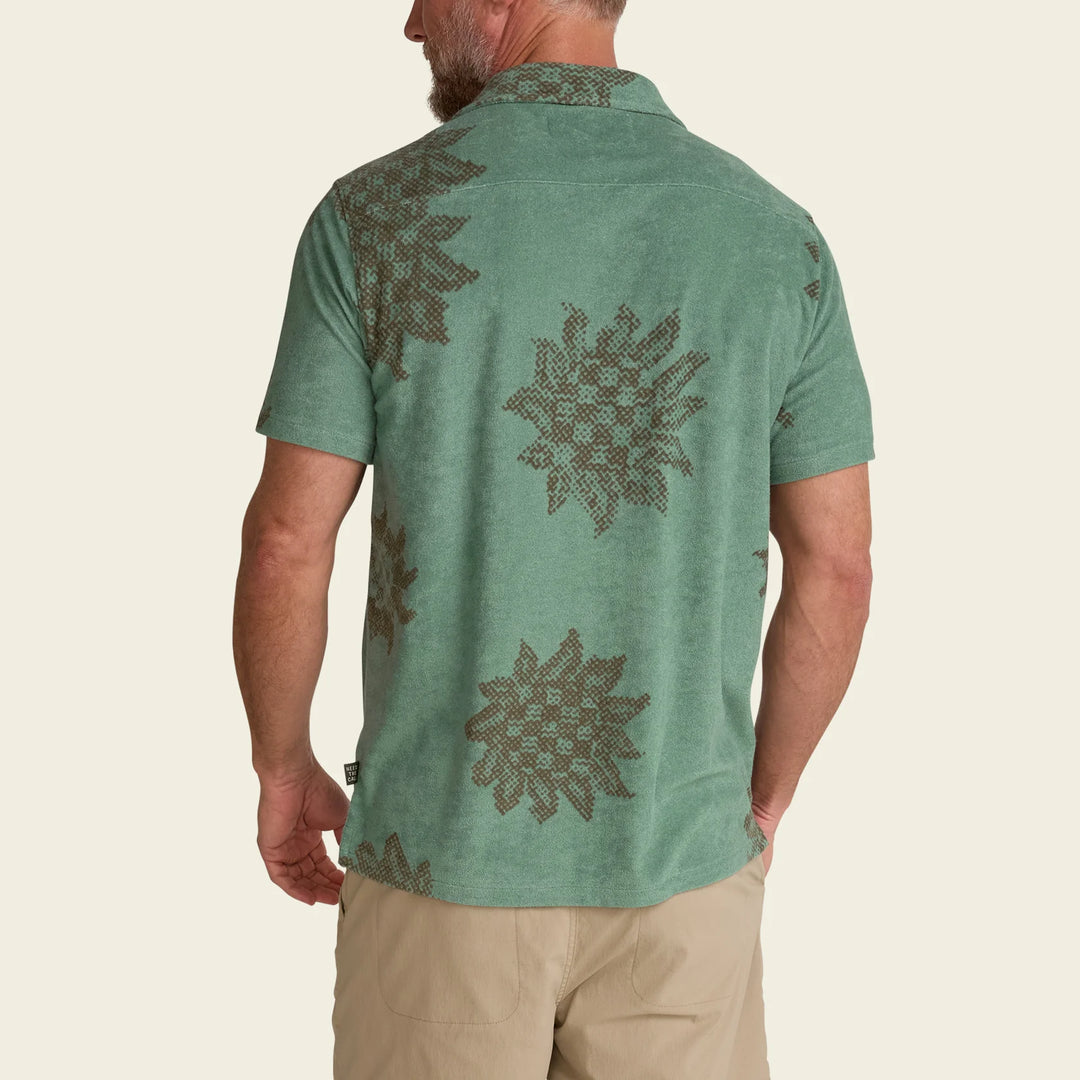 Howler Bros Palapa Terry Shirt: Sunflower Pixels - Granite Green
