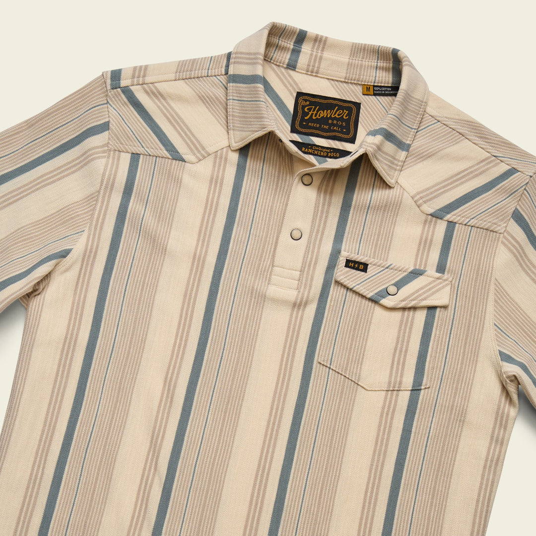 Howler Bros Ranchero Polo: Old Bill Stripe - Limestone
