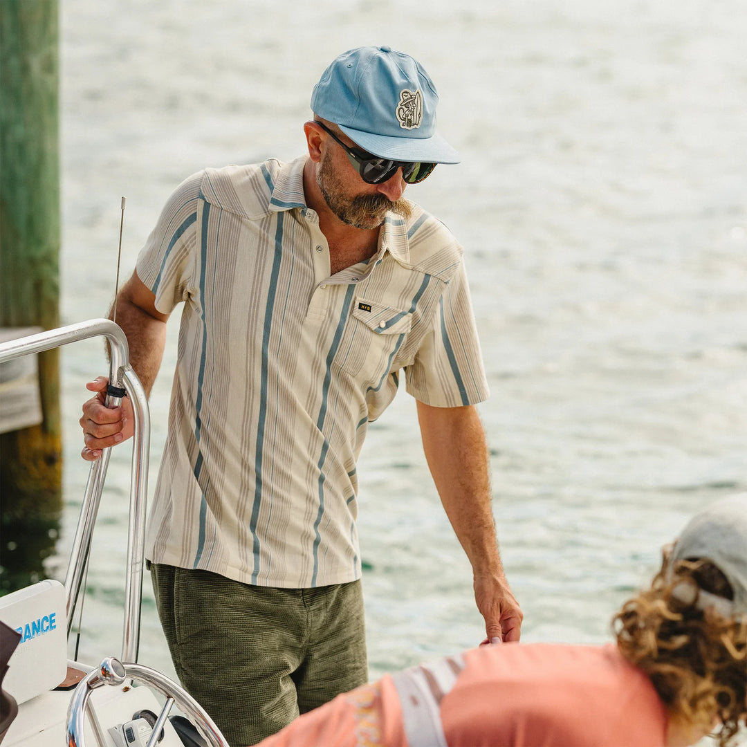 Howler Bros Ranchero Polo: Old Bill Stripe - Limestone