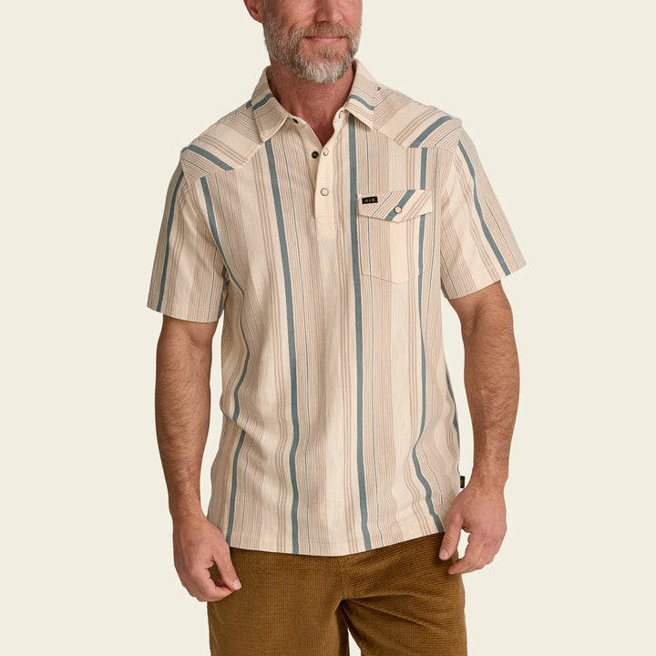 Howler Bros Ranchero Polo: Old Bill Stripe - Limestone