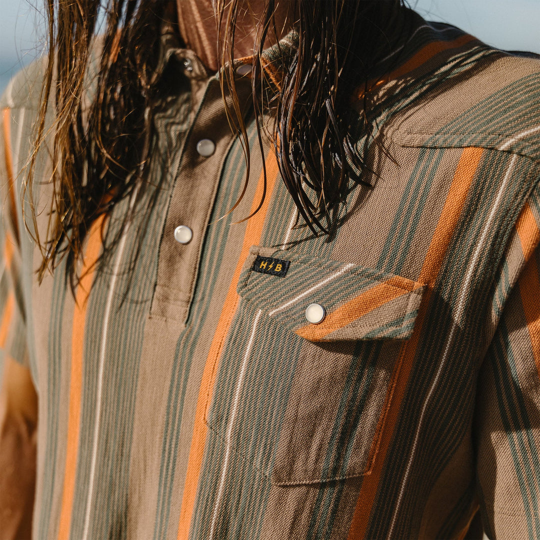 Howler Bros Ranchero Polo: Old Bill Stripe - Otter