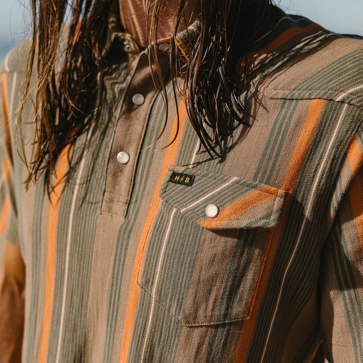 Howler Bros Ranchero Polo: Old Bill Stripe - Otter