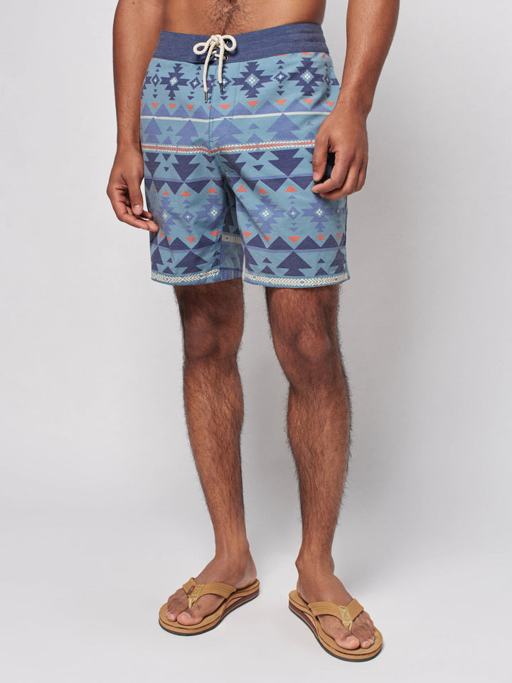 Faherty Doug Good Feather Boardshort (7" Inseam): Six Rivers Turquoise