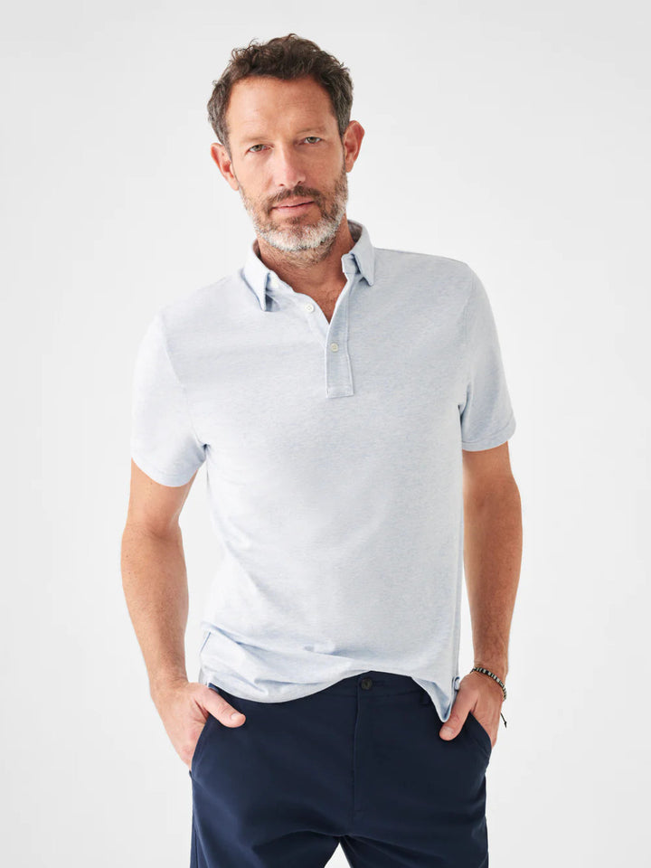 Faherty Movement™ Short-Sleeve Polo: Cardiff Blue Heather