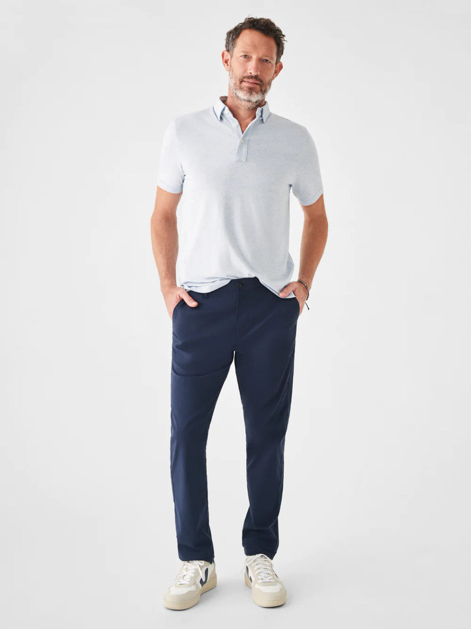 Faherty Movement™ Short-Sleeve Polo: Cardiff Blue Heather