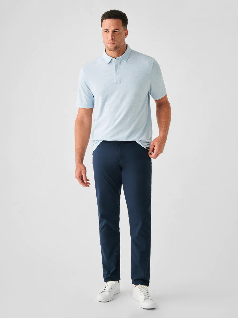 Faherty Movement™ Short-Sleeve Polo: Cardiff Blue Heather