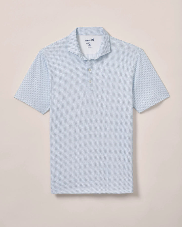 Johnnie-O Performance Jersey Polo - Tee Time Print: Barrels Blue