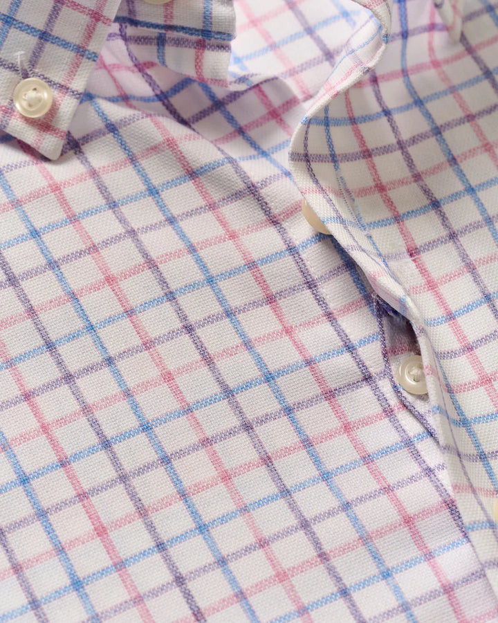 Johnnie-O Everyday Performance Button Up Shirt - Paddock Tattersall: Porto Pink