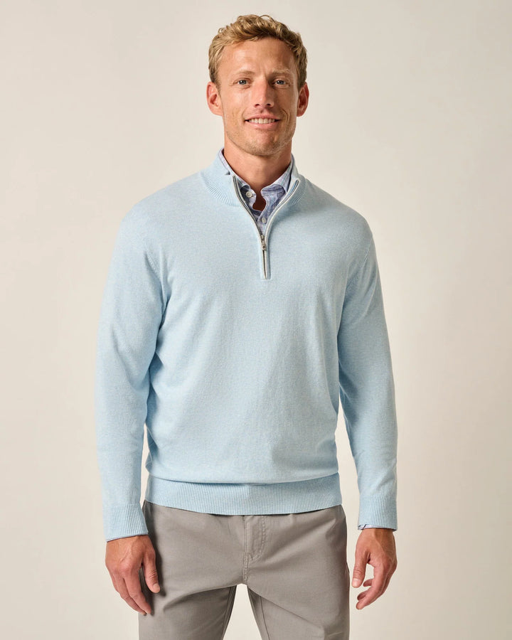 Johnnie-O Desmond Plaited Cotton Blend 1/4 Zip Pullover: Maliblu