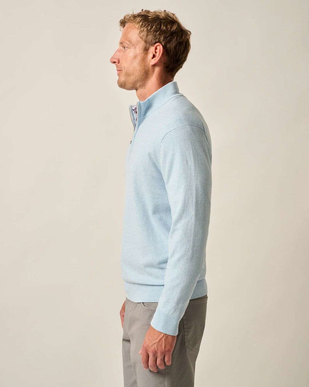 Johnnie-O Desmond Plaited Cotton Blend 1/4 Zip Pullover: Maliblu