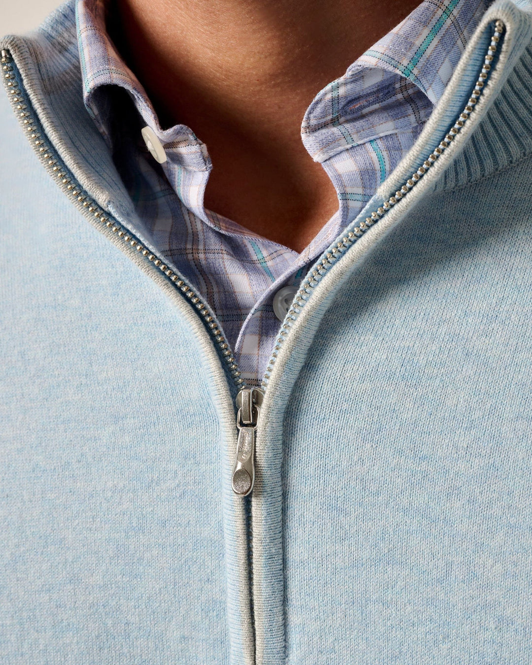 Johnnie-O Desmond Plaited Cotton Blend 1/4 Zip Pullover: Maliblu