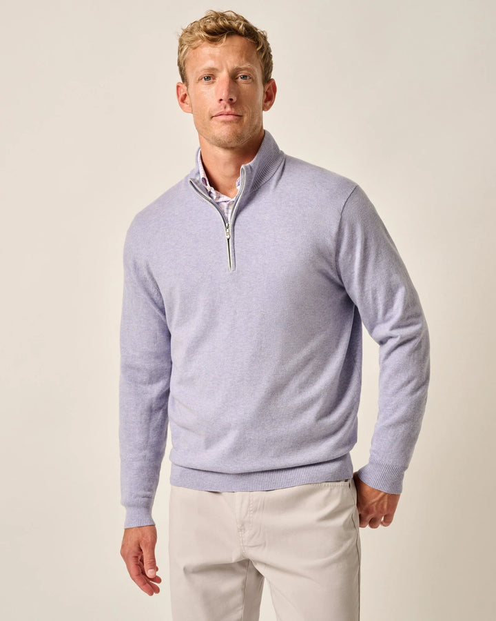 Johnnie-O Desmond Plaited Cotton Blend 1/4 Zip Pullover: Vino