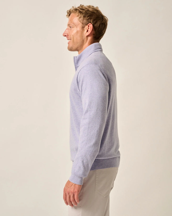 Johnnie-O Desmond Plaited Cotton Blend 1/4 Zip Pullover: Vino