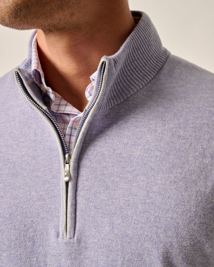 Johnnie-O Desmond Plaited Cotton Blend 1/4 Zip Pullover: Vino
