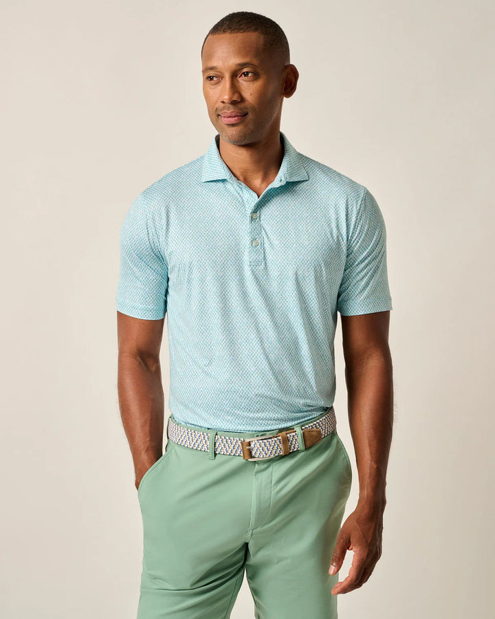 Johnnie-O Featherweight Performance Polo - Fernando Print: Green Grass